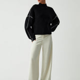 Alma | Maglia dolcevita oversize con dettagli in piqué — 6