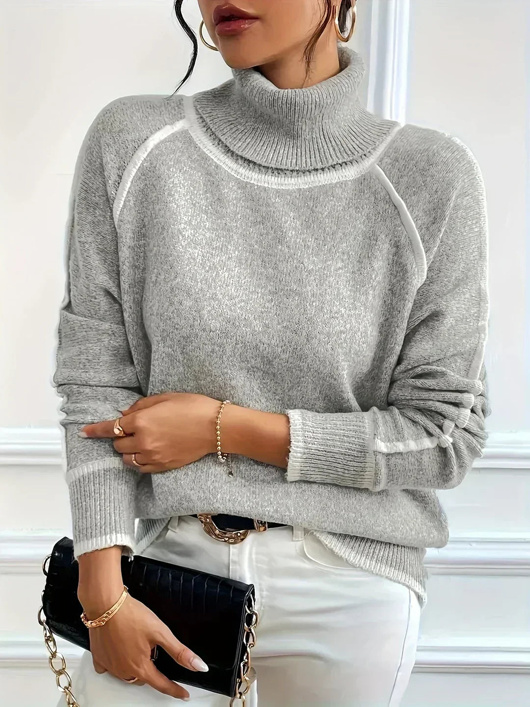 Elle | Comodo maglione a collo alto da donna — 3