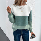 Clara | Elegante maglione patchwork tricolore — 1