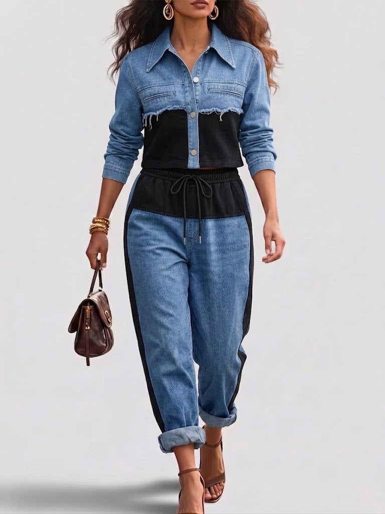 Tilda | Set composto da giacca corta color block e pantaloni larghi — 2