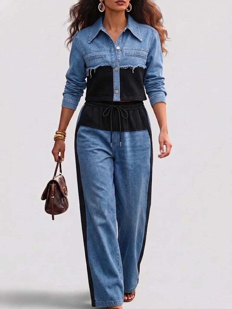 Tilda | Set composto da giacca corta color block e pantaloni larghi — 3