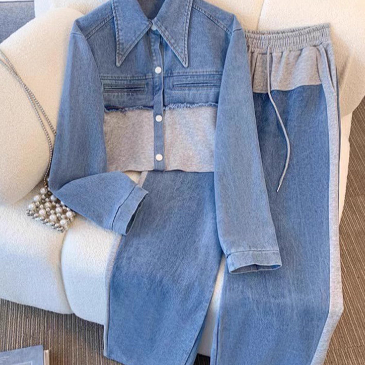 Tilda | Set composto da giacca corta color block e pantaloni larghi — 4