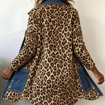 Selma | Giacca lunga a contrasto con stampa leopardata e finiture in denim — 4