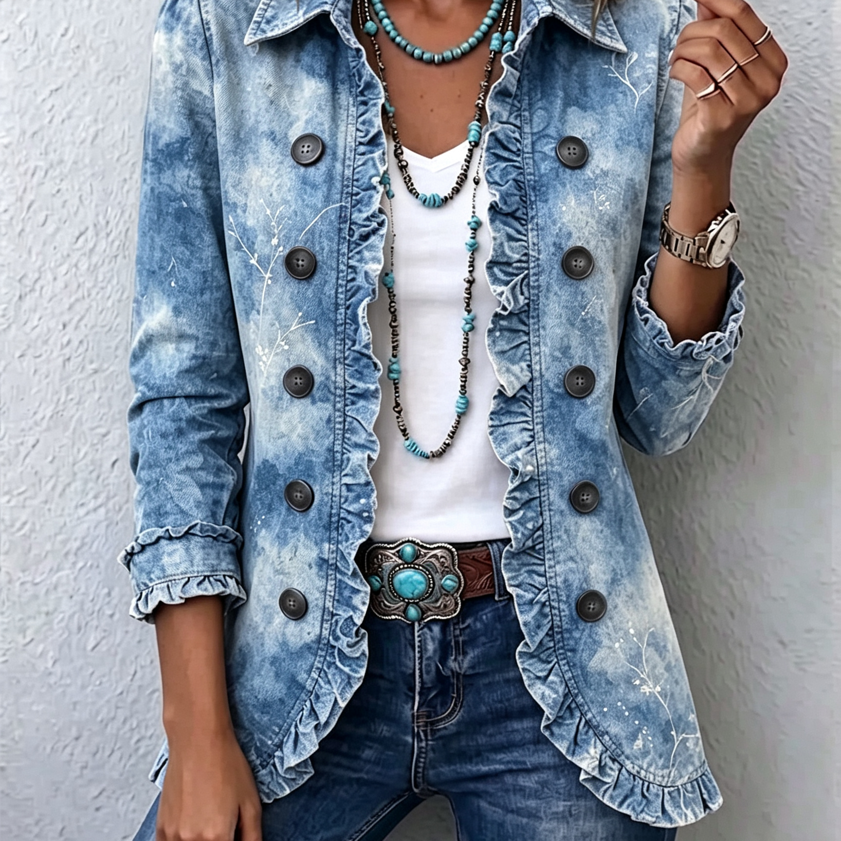 Käthe | Giacca boho vintage con sfumature botaniche e volant — 1