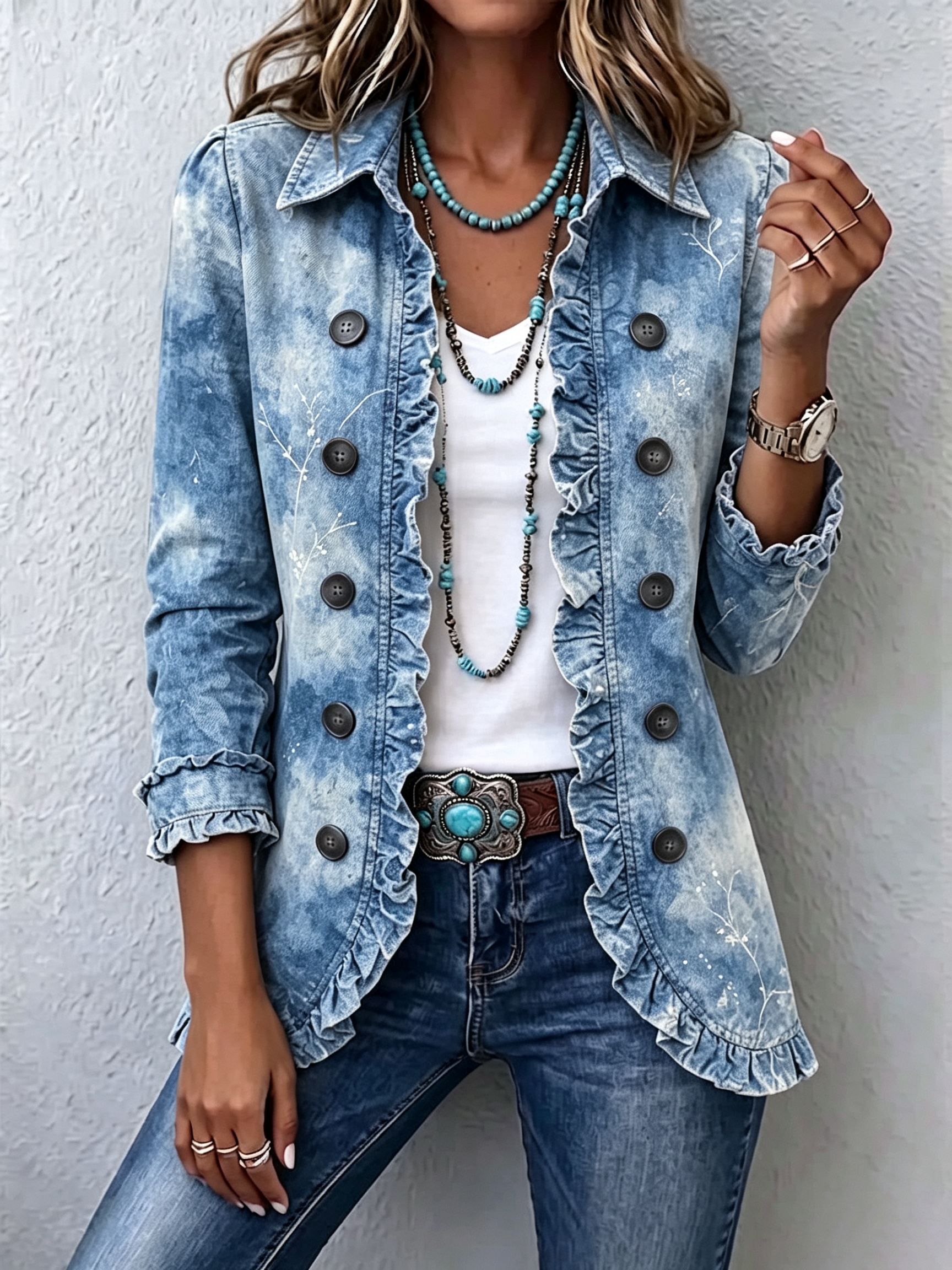 Käthe | Giacca boho vintage con sfumature botaniche e volant — 1