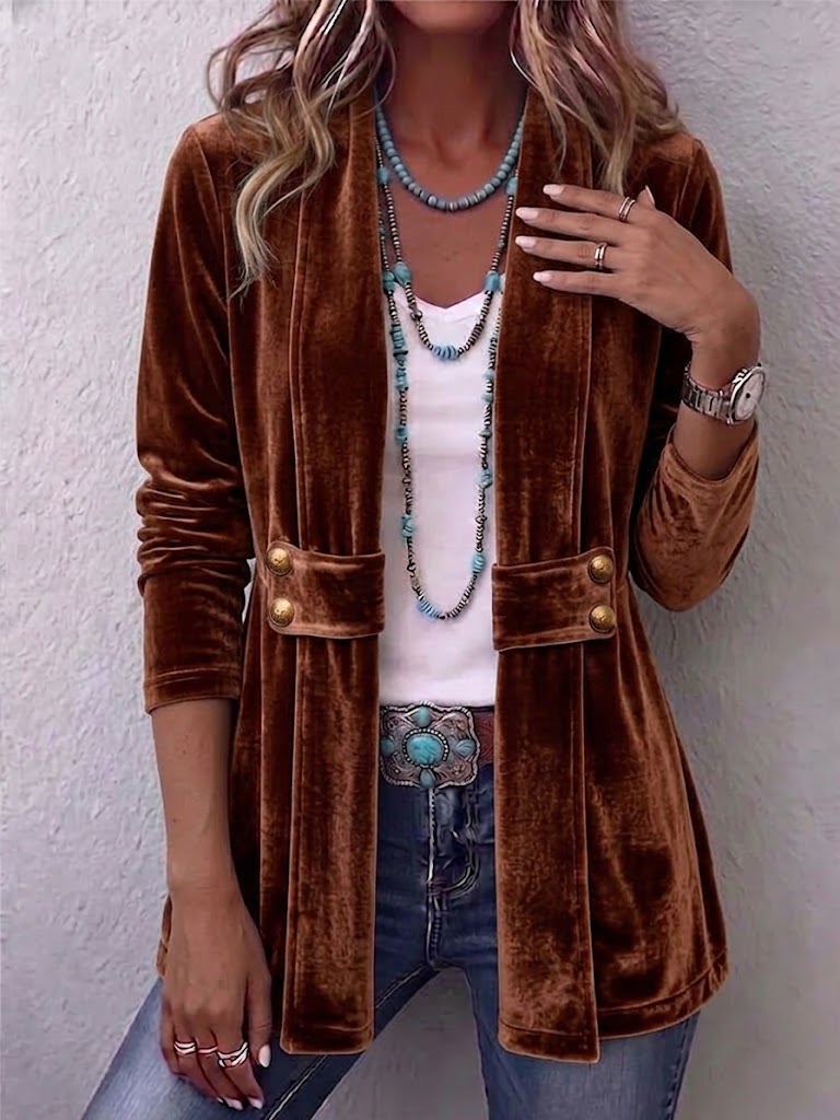 Margarete | Giacca vintage lunga con revers e dettagli con bottoni — 1