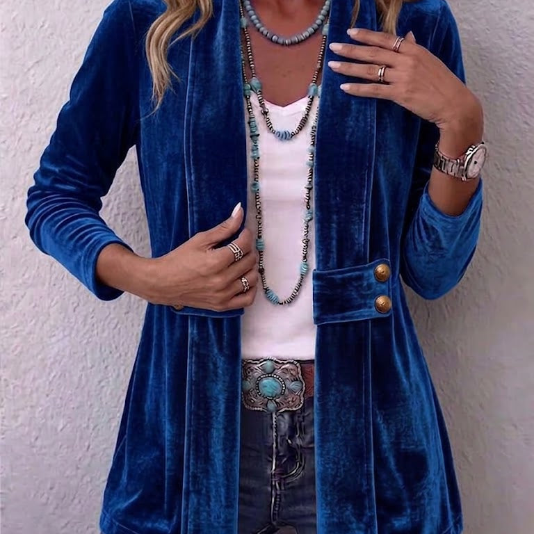 Margarete | Giacca vintage lunga con revers e dettagli con bottoni — 3