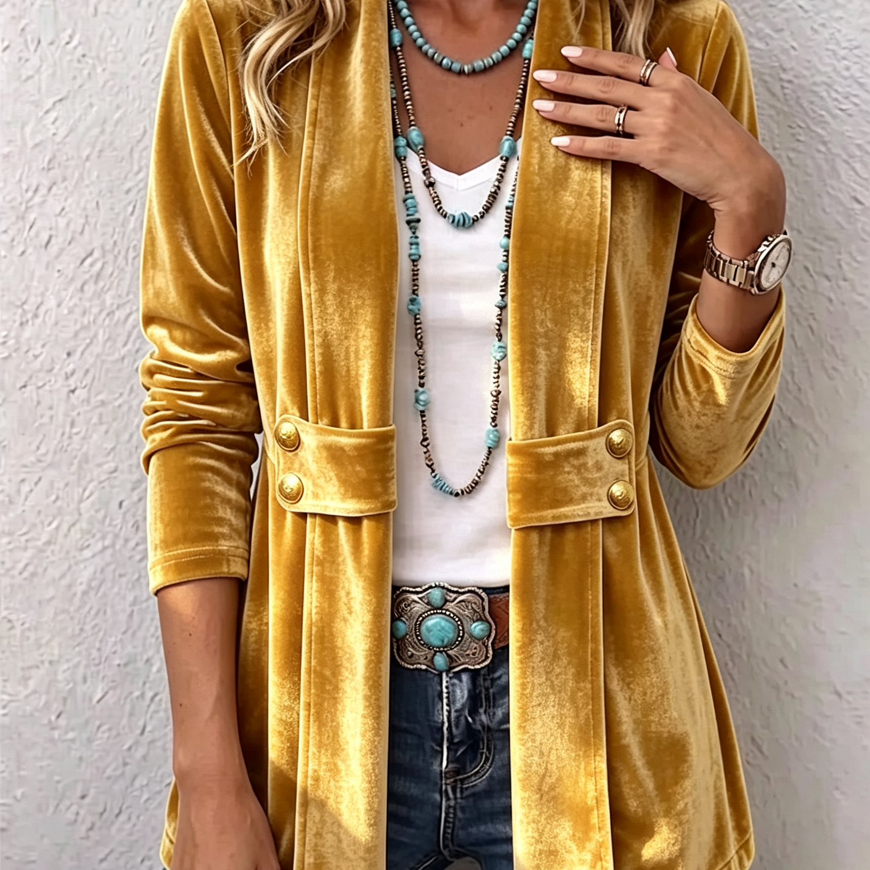 Margarete | Giacca vintage lunga con revers e dettagli con bottoni — 5