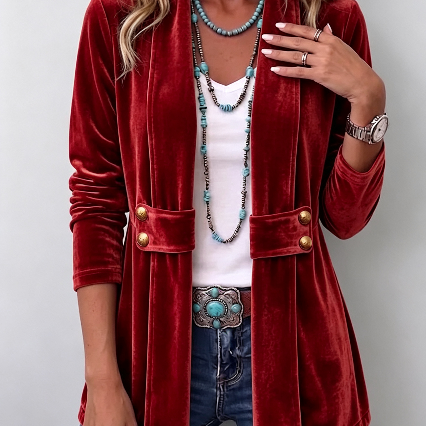 Margarete | Giacca vintage lunga con revers e dettagli con bottoni — 6
