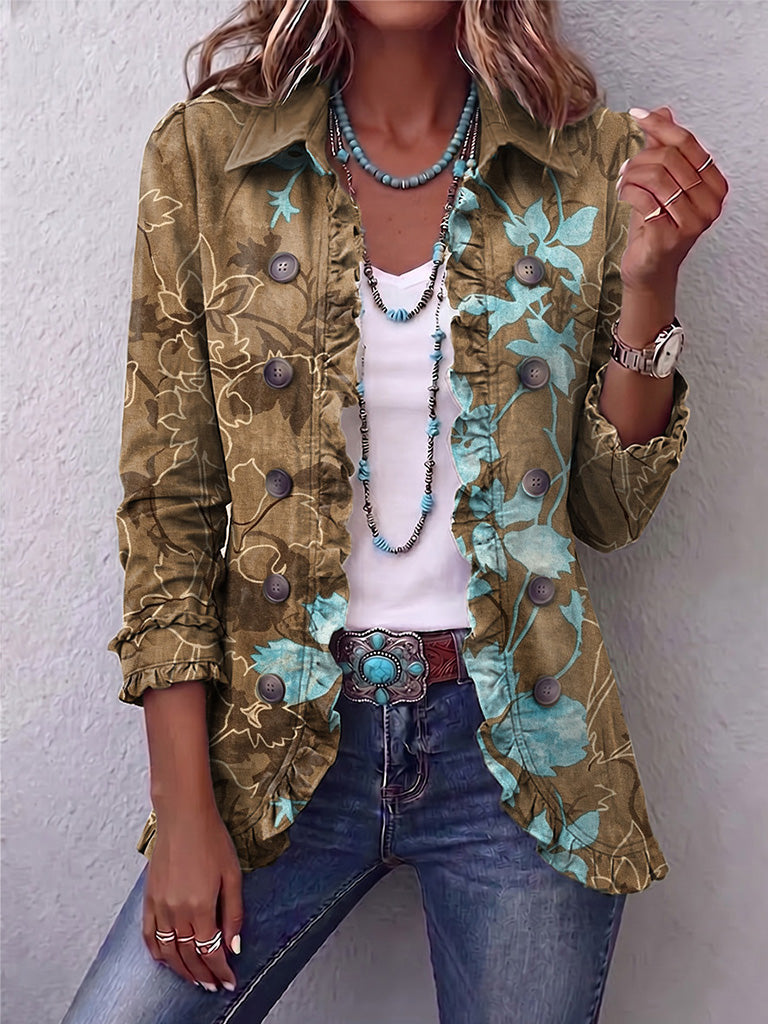 Lina | Giacca boho vintage sfumata con motivo floreale — 1