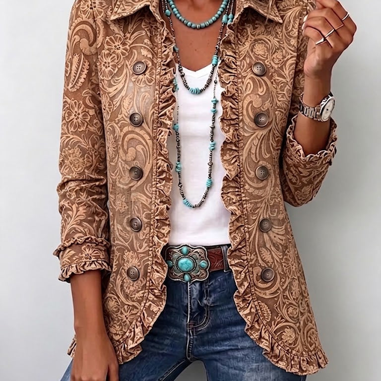 Theresa | Giacca vintage boho floreale con volant — 1