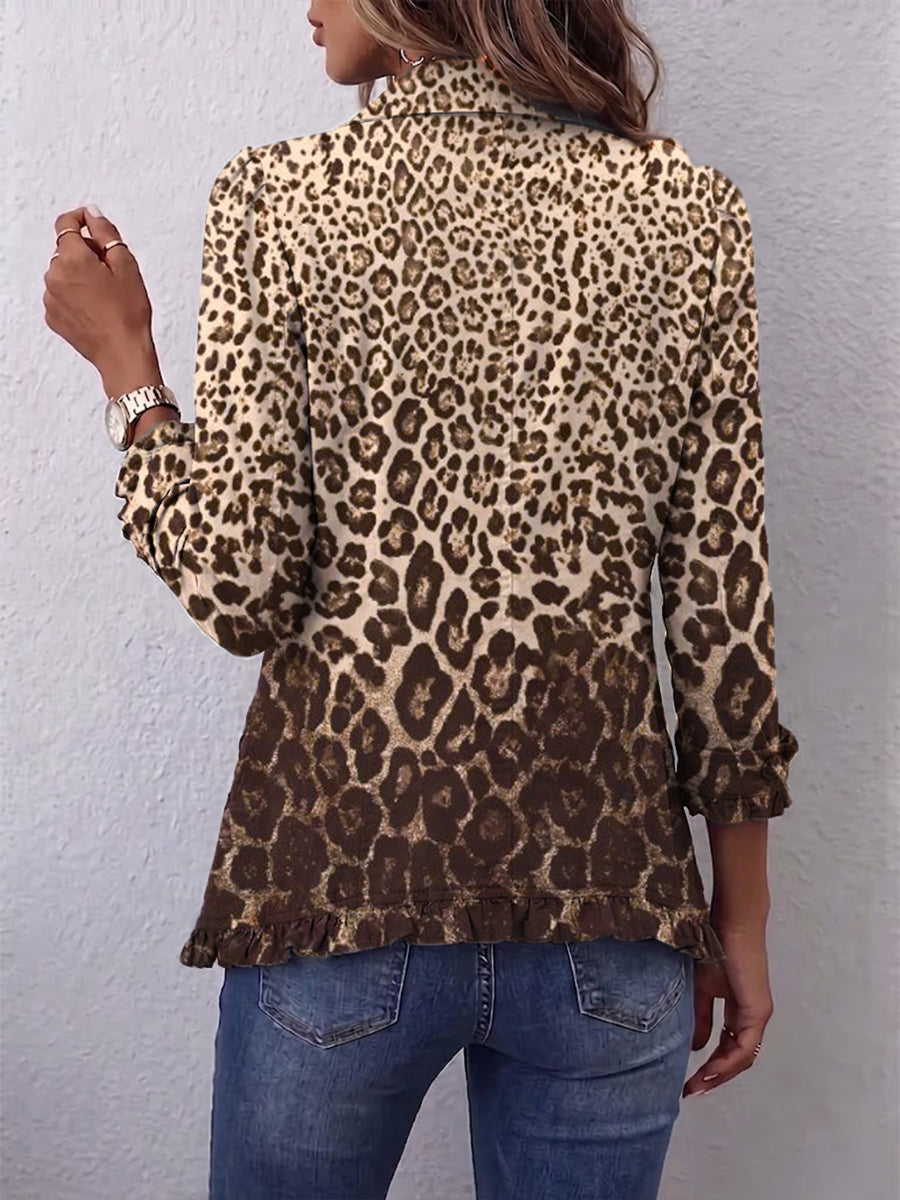 Clara | Giacca con volant con stampa leopardata — 2