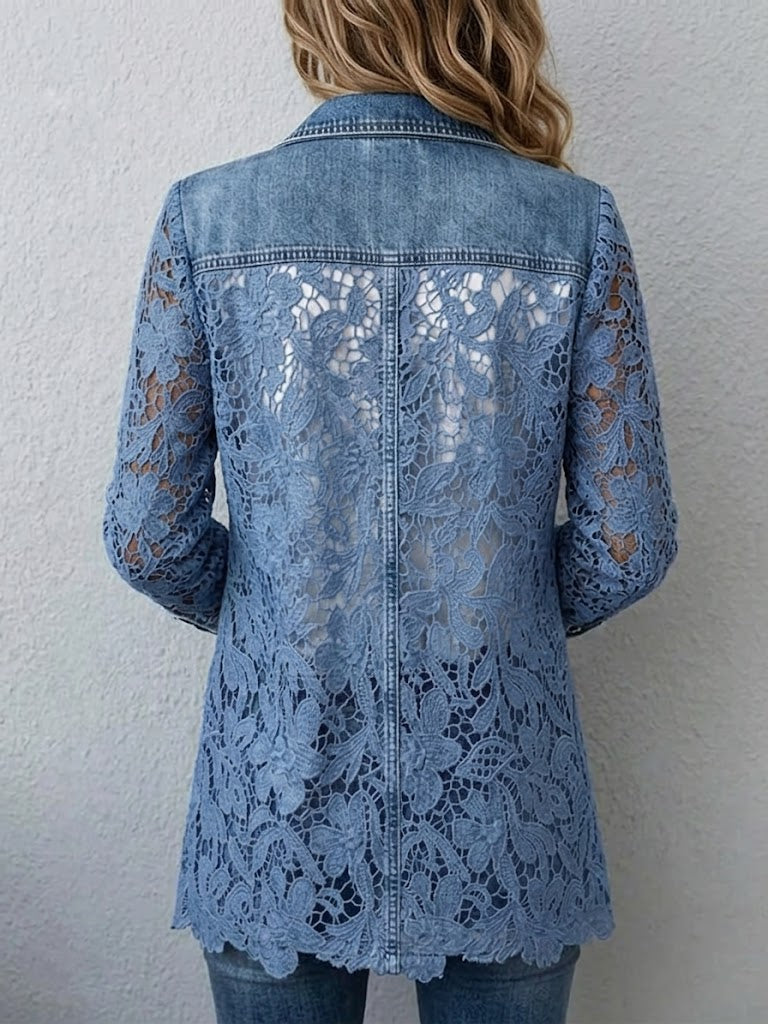 Emilia | Giacca blazer con inserti in pizzo floreale — 2