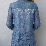 Emilia | Giacca blazer con inserti in pizzo floreale — 2