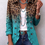 Klara | Giacca blazer con volant sfumato leopardato — 1