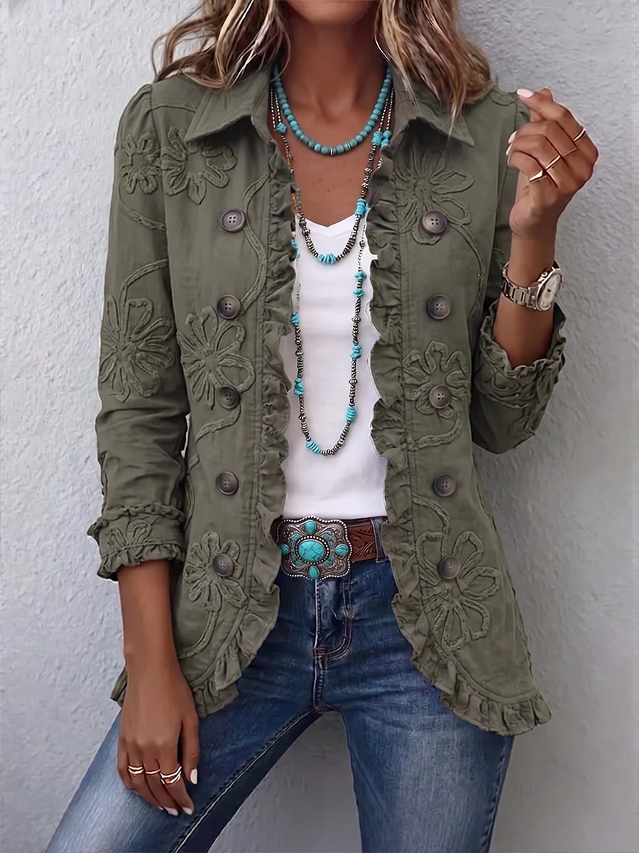 Alina | Giacca pratica boho chic con ricami floreali e finiture con volant — 1
