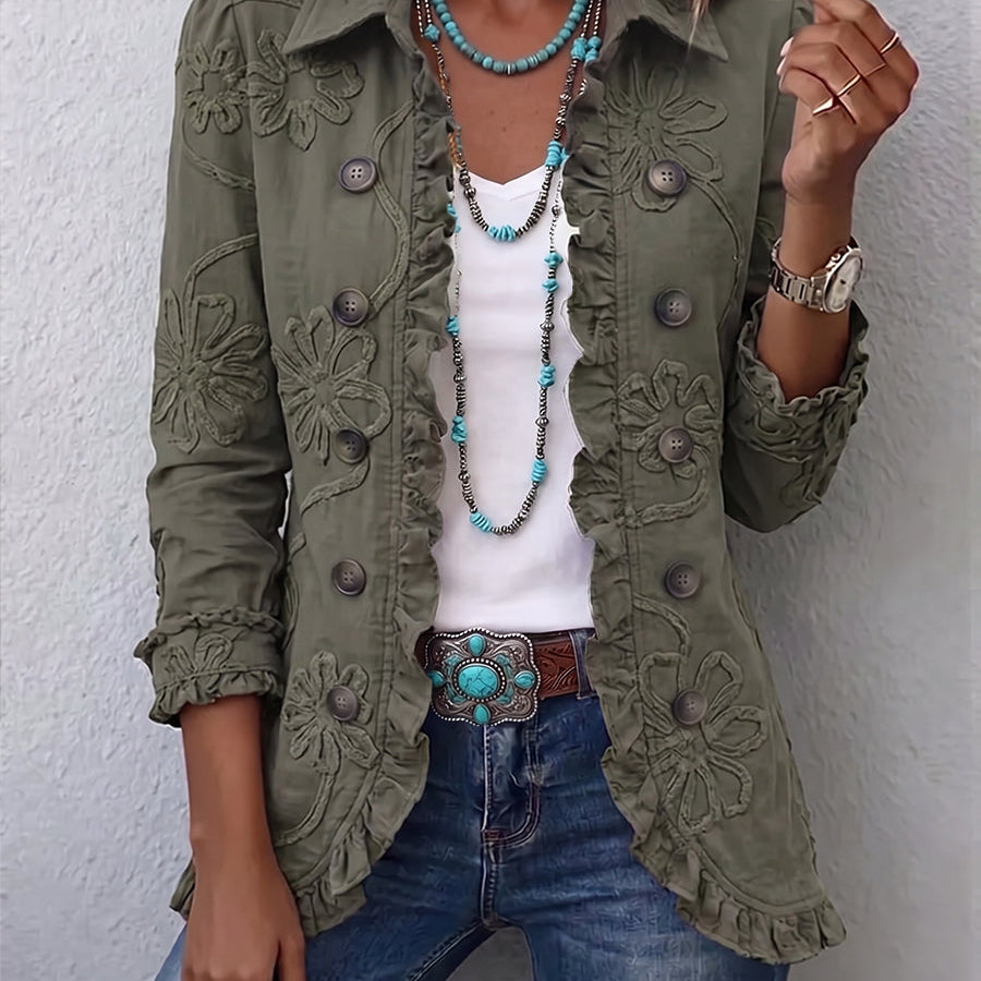 Alina | Giacca pratica boho chic con ricami floreali e finiture con volant — 1