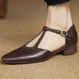 Carla – Scarpe classiche con barra a T in pelle con dettaglio intrecciato — 1