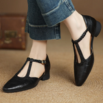 Carla – Scarpe classiche con barra a T in pelle con dettaglio intrecciato — 2