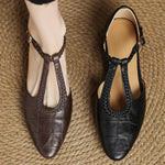 Carla – Scarpe classiche con barra a T in pelle con dettaglio intrecciato — 7