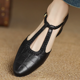Carla – Scarpe classiche con barra a T in pelle con dettaglio intrecciato — 9