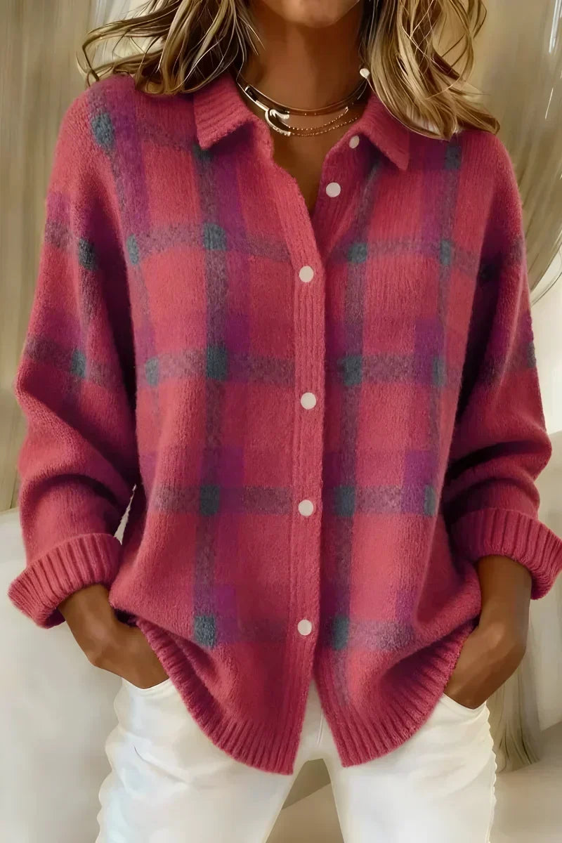 Anja | Cardigan classico a quadri con colletto — 1