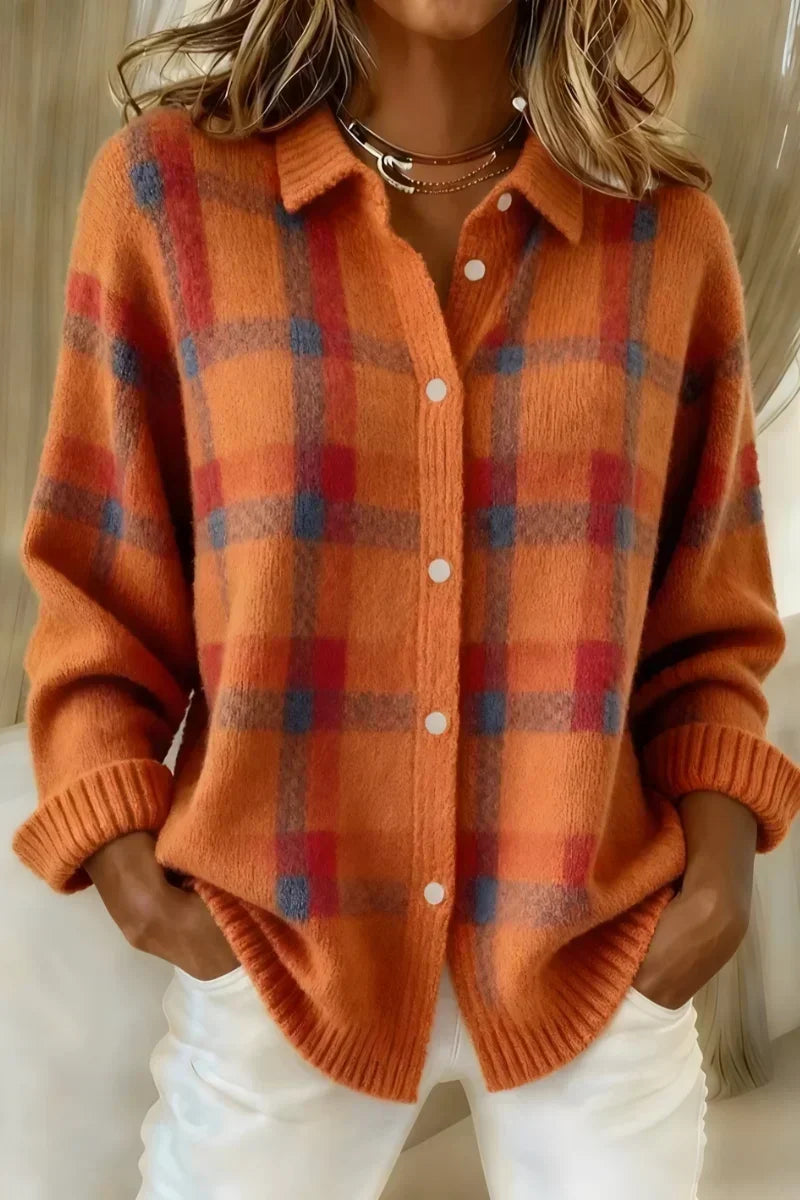 Meike | Cardigan in maglia a quadri con bottoni — 1