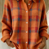 Meike | Cardigan in maglia a quadri con bottoni — 1