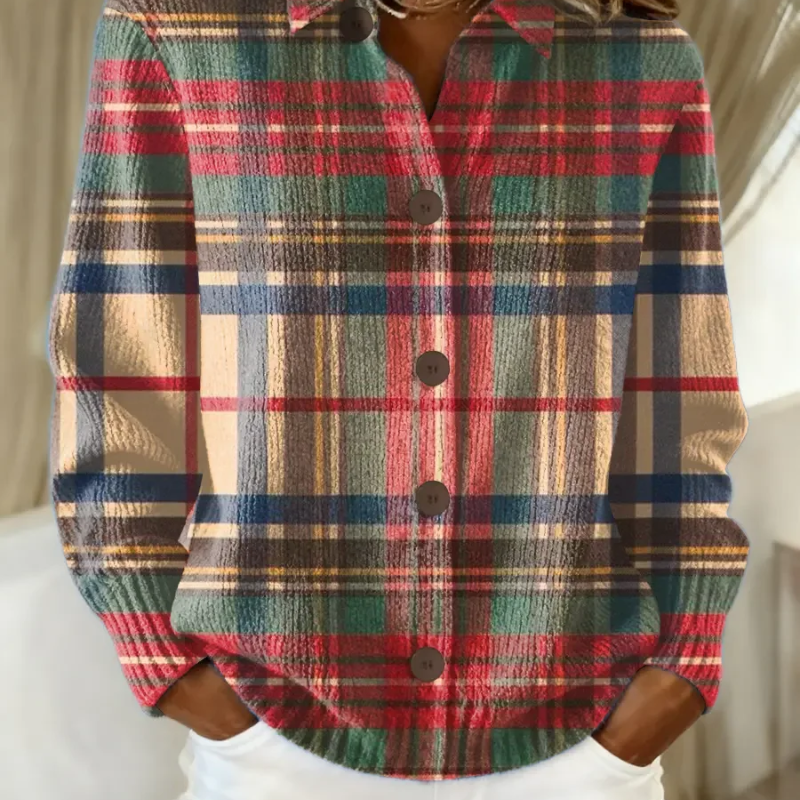 Gisela | Cardigan multicolore a quadri con bottoni — 1