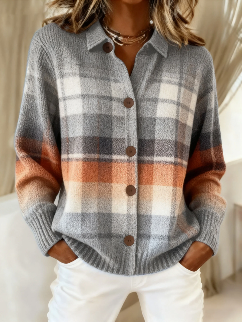 Marlene | Caldo cardigan a quadri sfumati — 1