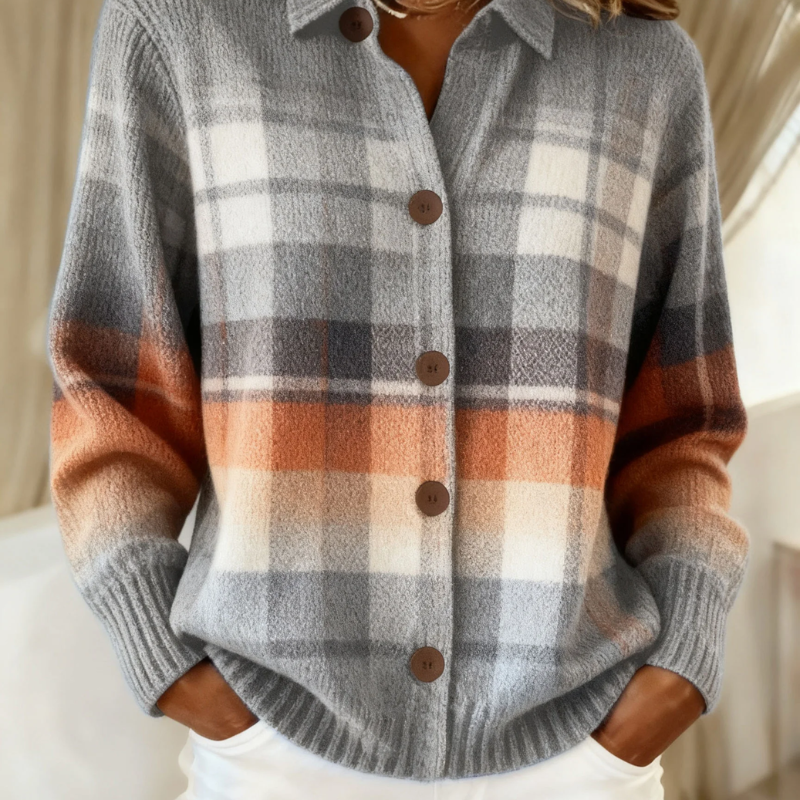 Marlene | Caldo cardigan a quadri sfumati — 1