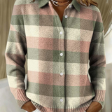 Greta | Cardigan in maglia a quadri color pastello — 1