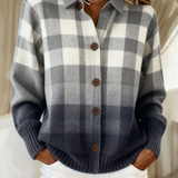 Agnes | Cardigan a quadri grigio melange con bottoni — 1