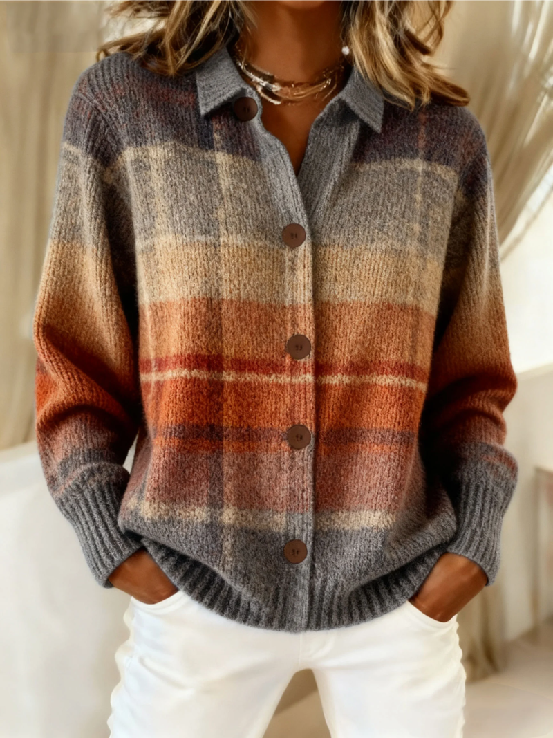 Edith | Cardigan autunnale a quadri sfumati — 1