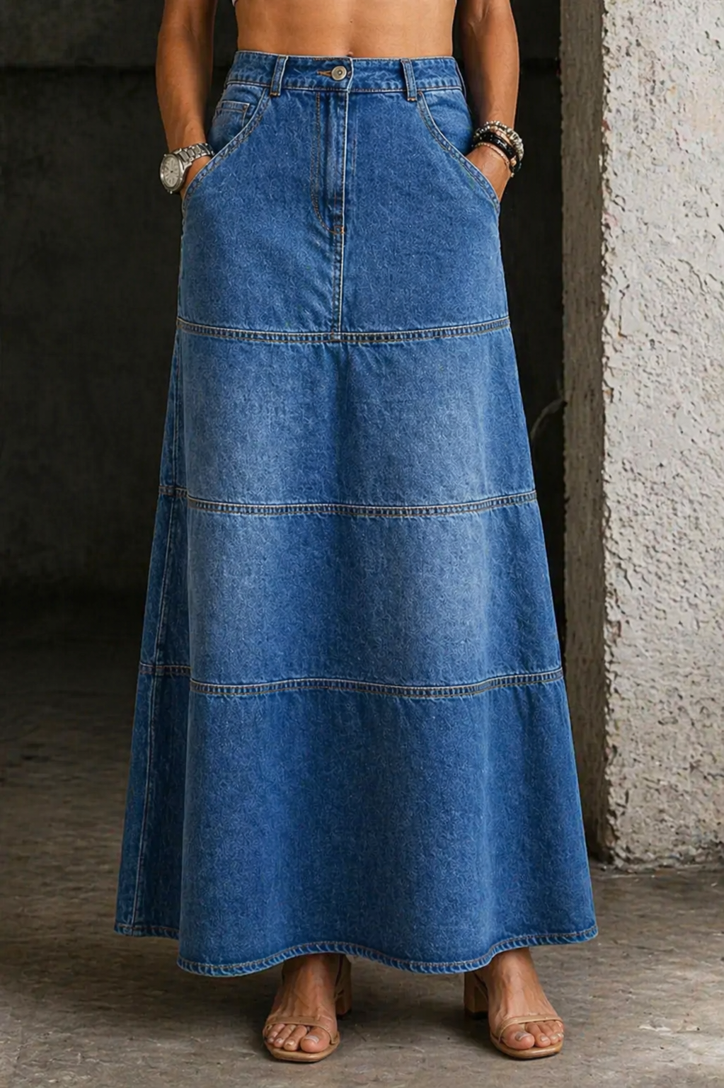 Wilhelmine - Gonna in denim di media lunghezza — 2