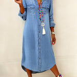 Ute - Elegante abito chemisier casual in denim — 2