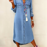 Ute - Elegante abito chemisier casual in denim — 2