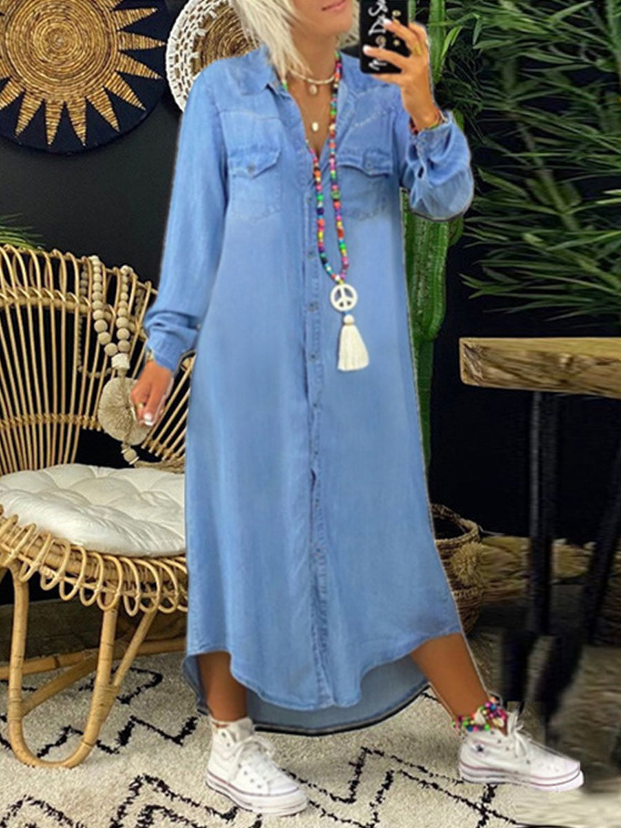 Ute - Elegante abito chemisier casual in denim — 3