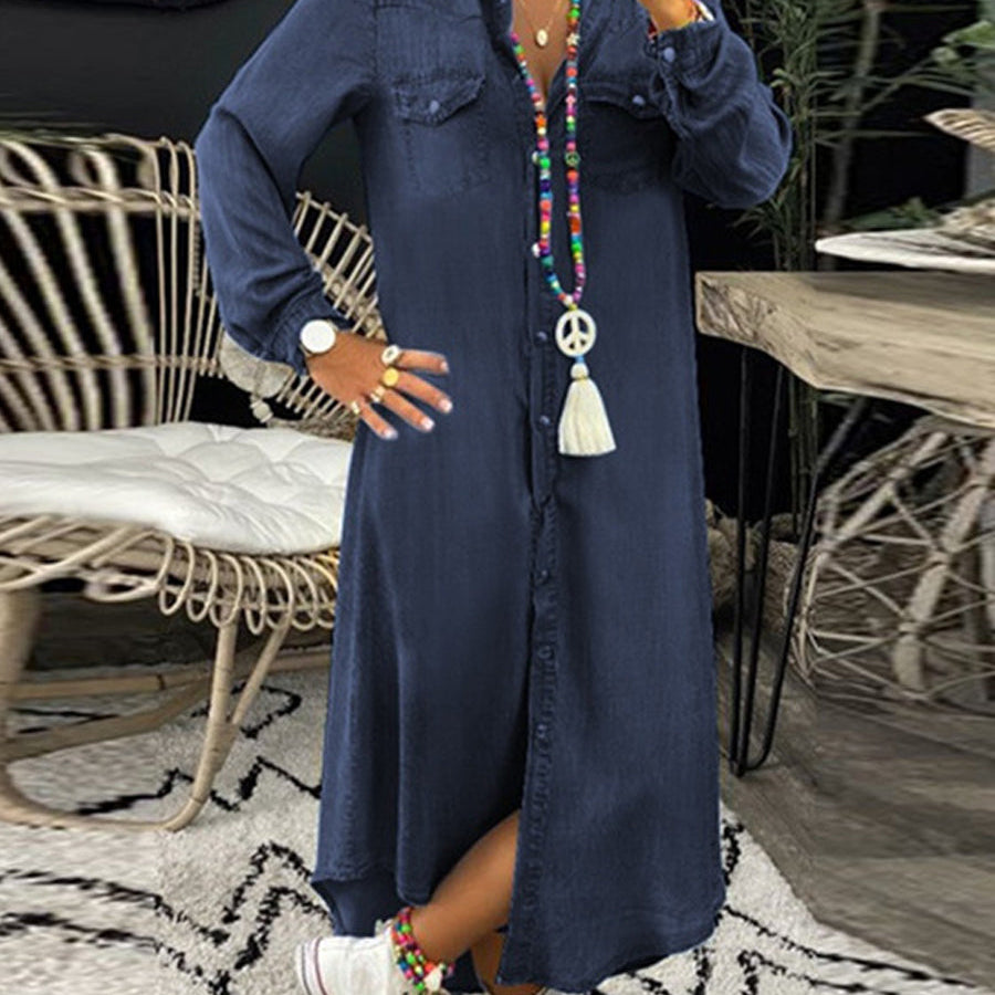 Ute - Elegante abito chemisier casual in denim — 4