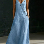 Theresia - Vestaglia lunga in denim con bottoni — 2