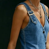 Theresia - Vestaglia lunga in denim con bottoni — 4