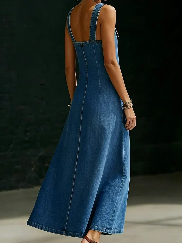 Theresia - Vestaglia lunga in denim con bottoni — 5