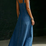 Theresia - Vestaglia lunga in denim con bottoni — 5