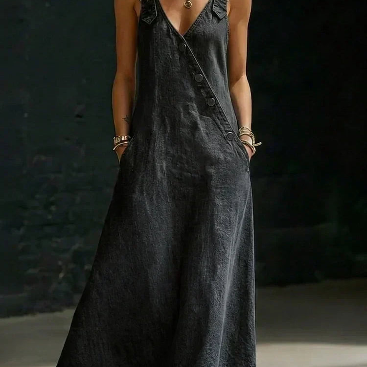 Theresia - Vestaglia lunga in denim con bottoni — 7
