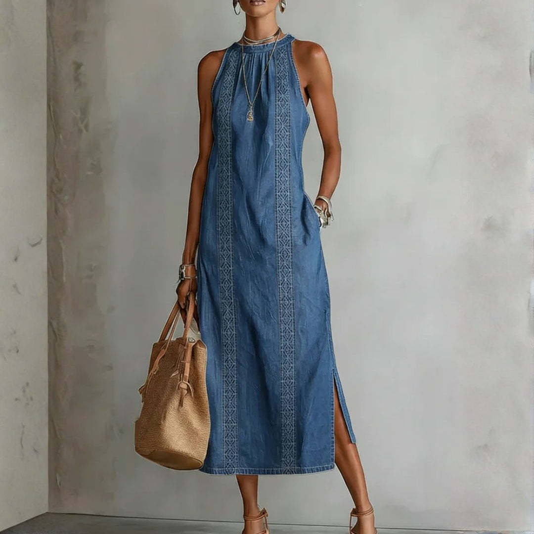 Stefanie - Abito in denim con pizzo retrò — 1