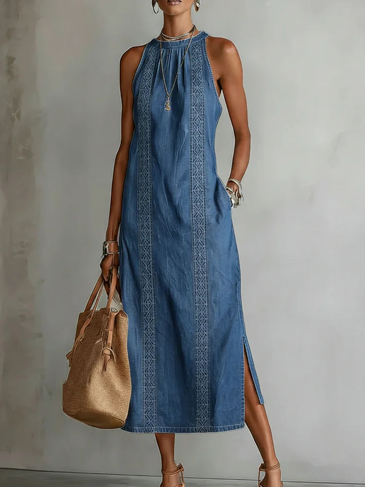 Stefanie - Abito in denim con pizzo retrò — 2