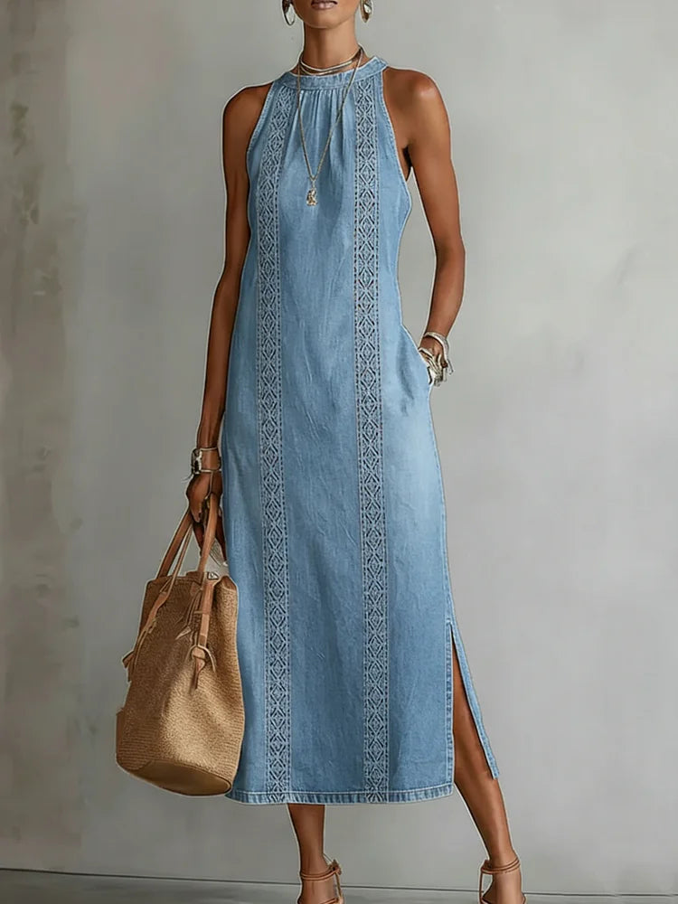 Stefanie - Abito in denim con pizzo retrò — 3