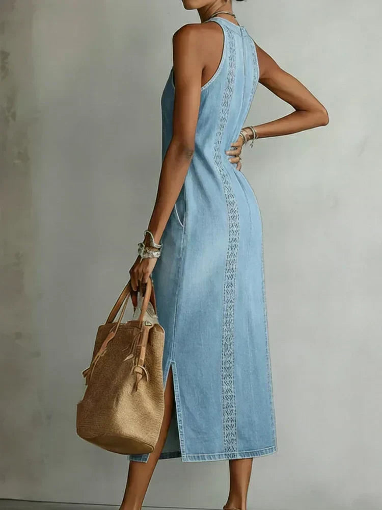 Stefanie - Abito in denim con pizzo retrò — 4