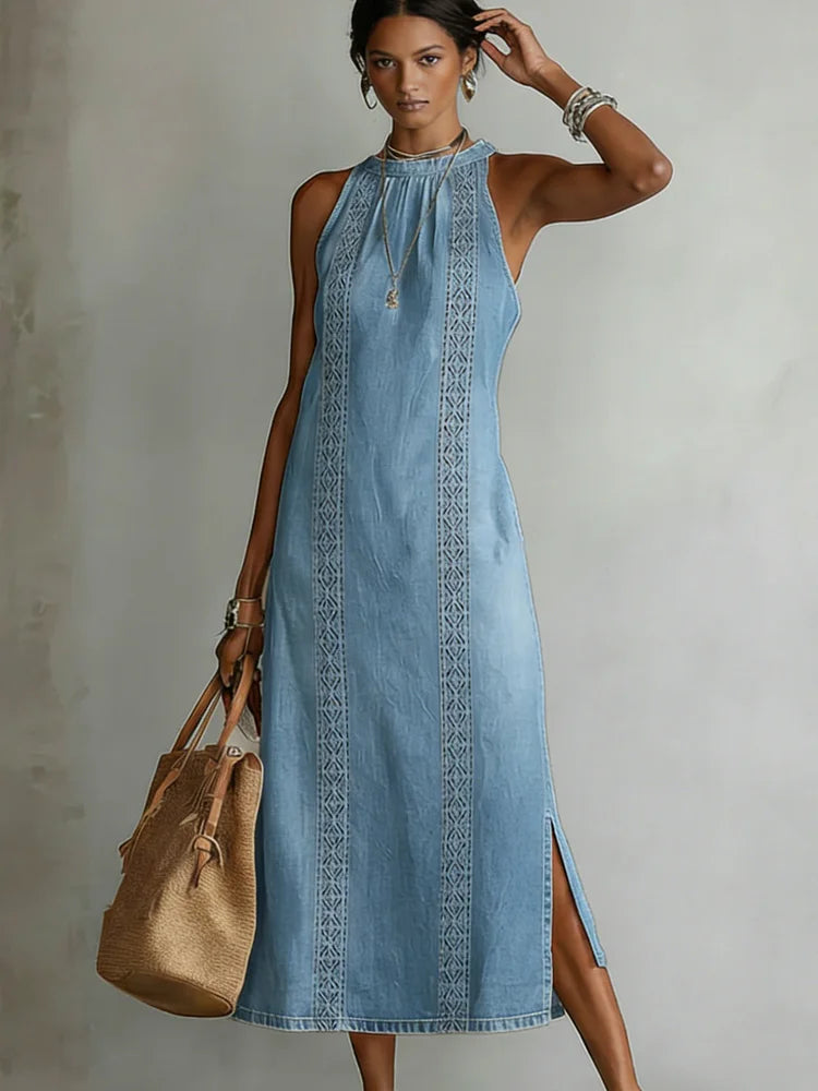 Stefanie - Abito in denim con pizzo retrò — 5