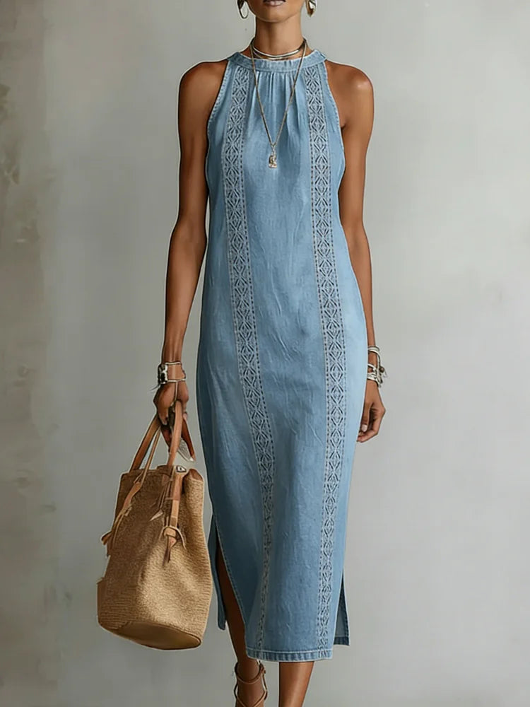 Stefanie - Abito in denim con pizzo retrò — 6